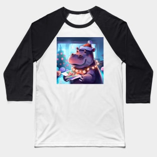 Cute Hippopotamus Drawing Baseball T-Shirt